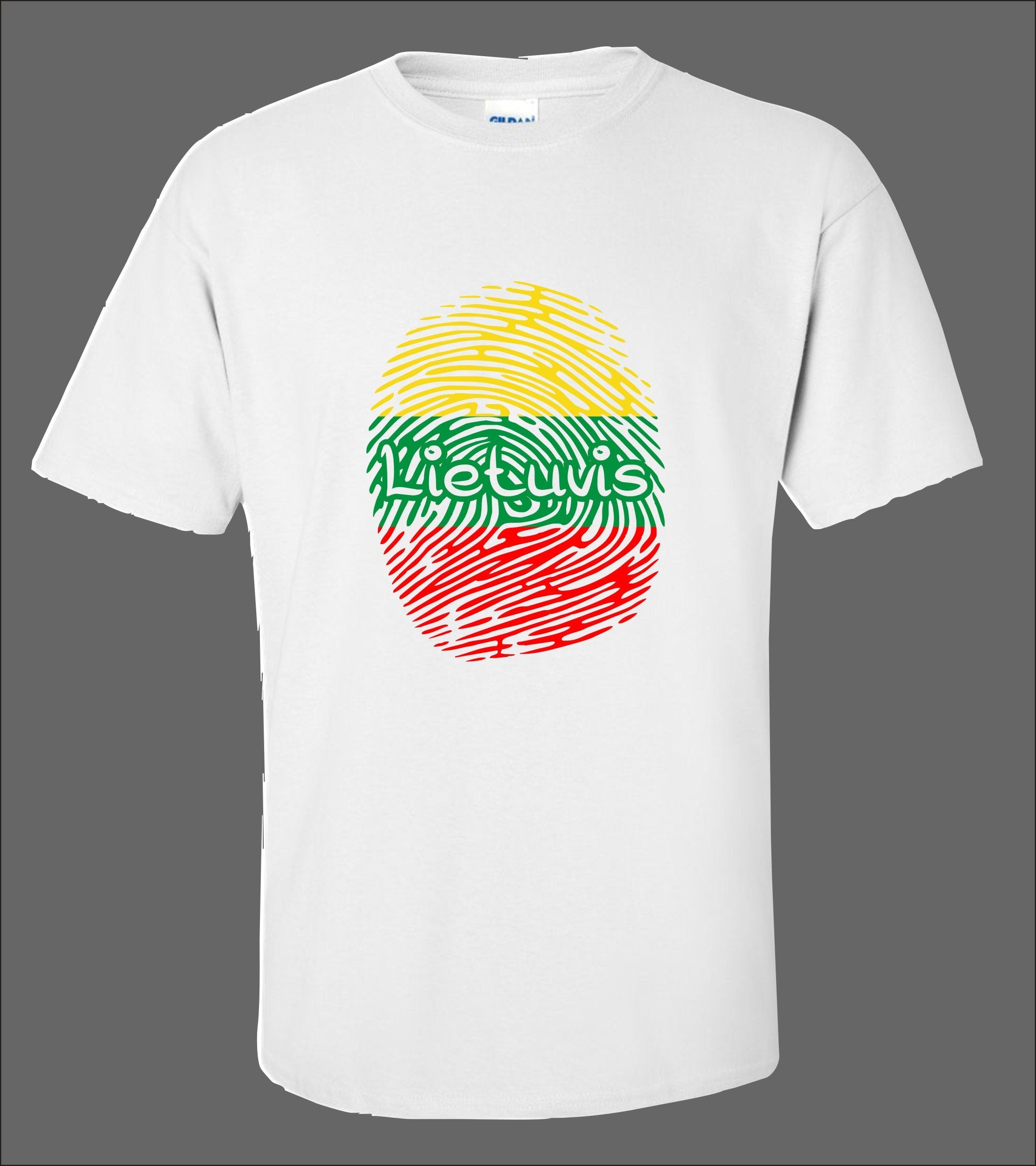 Lietuvis fingerprint printed t-shirt Lithuanian style Mens Lietuva Patriotic Gift present top