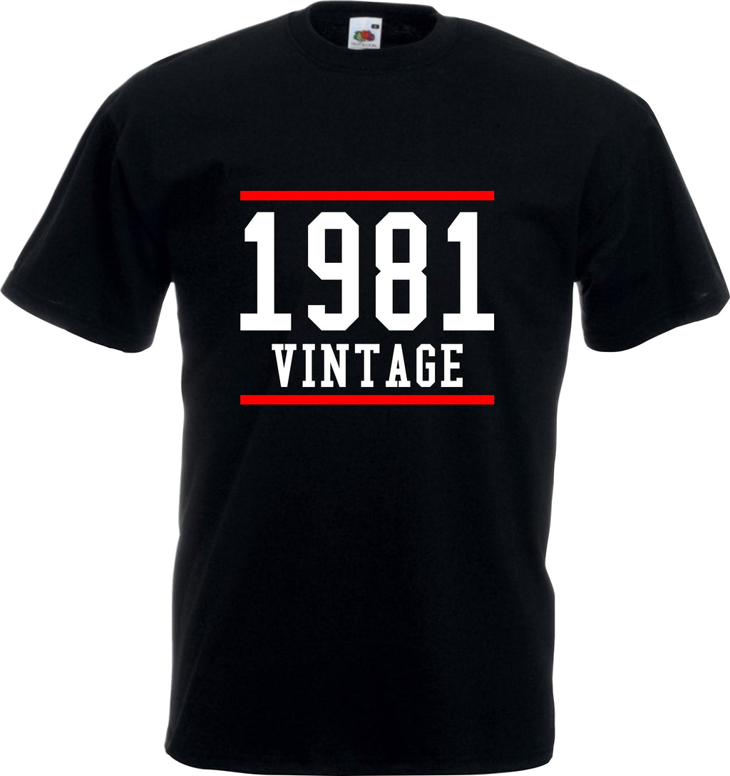 1981 Vintage Year printed  on unisex t-shirt personalised present, 40th, 30th Birthday gift