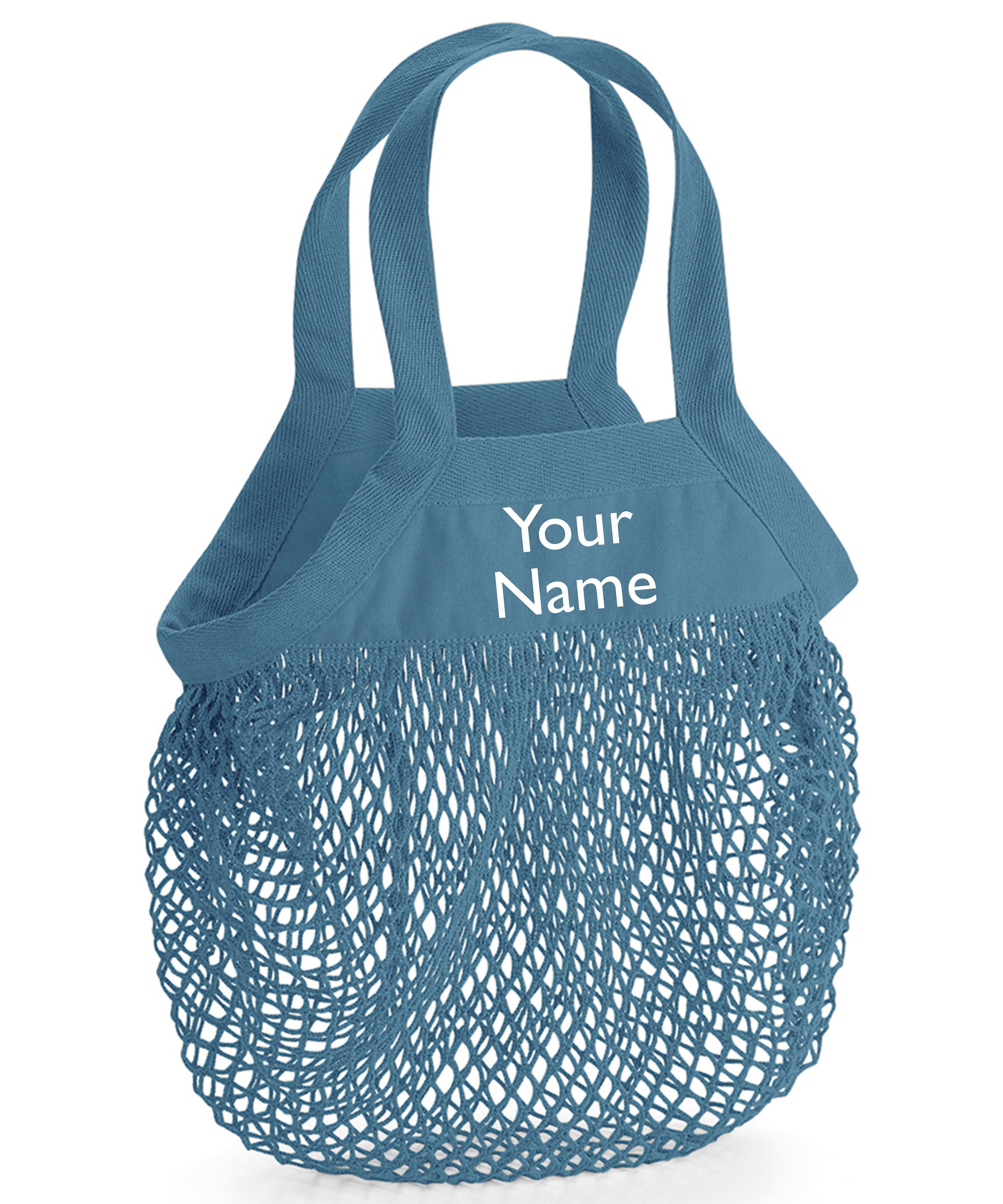Organic Cotton Mesh 10L Reusuable Grocery Shopping Bag For Life with personalized name Gift Present