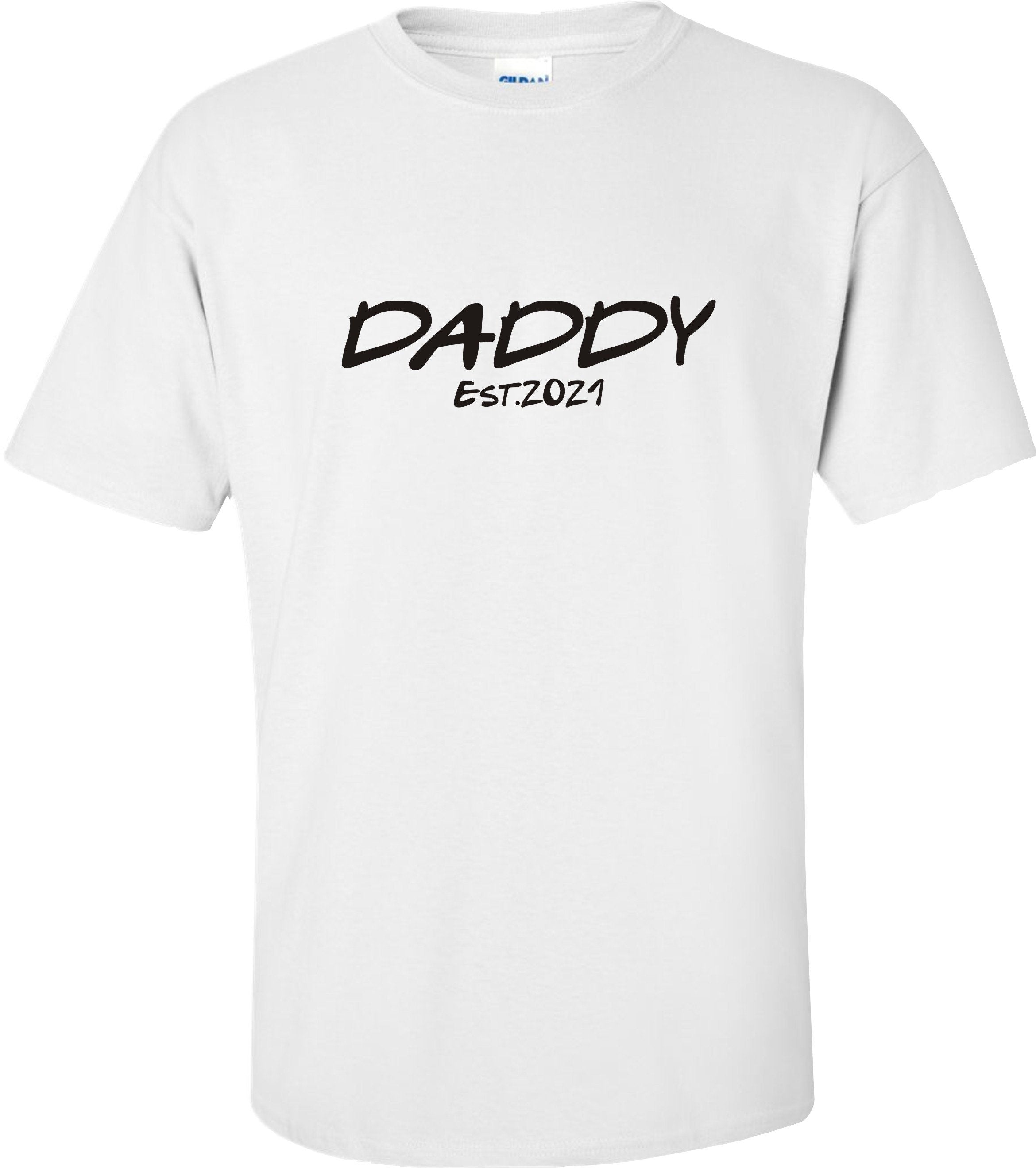 Daddy Established 2021 printed t-shirt, New Dad Baby born Gift Present