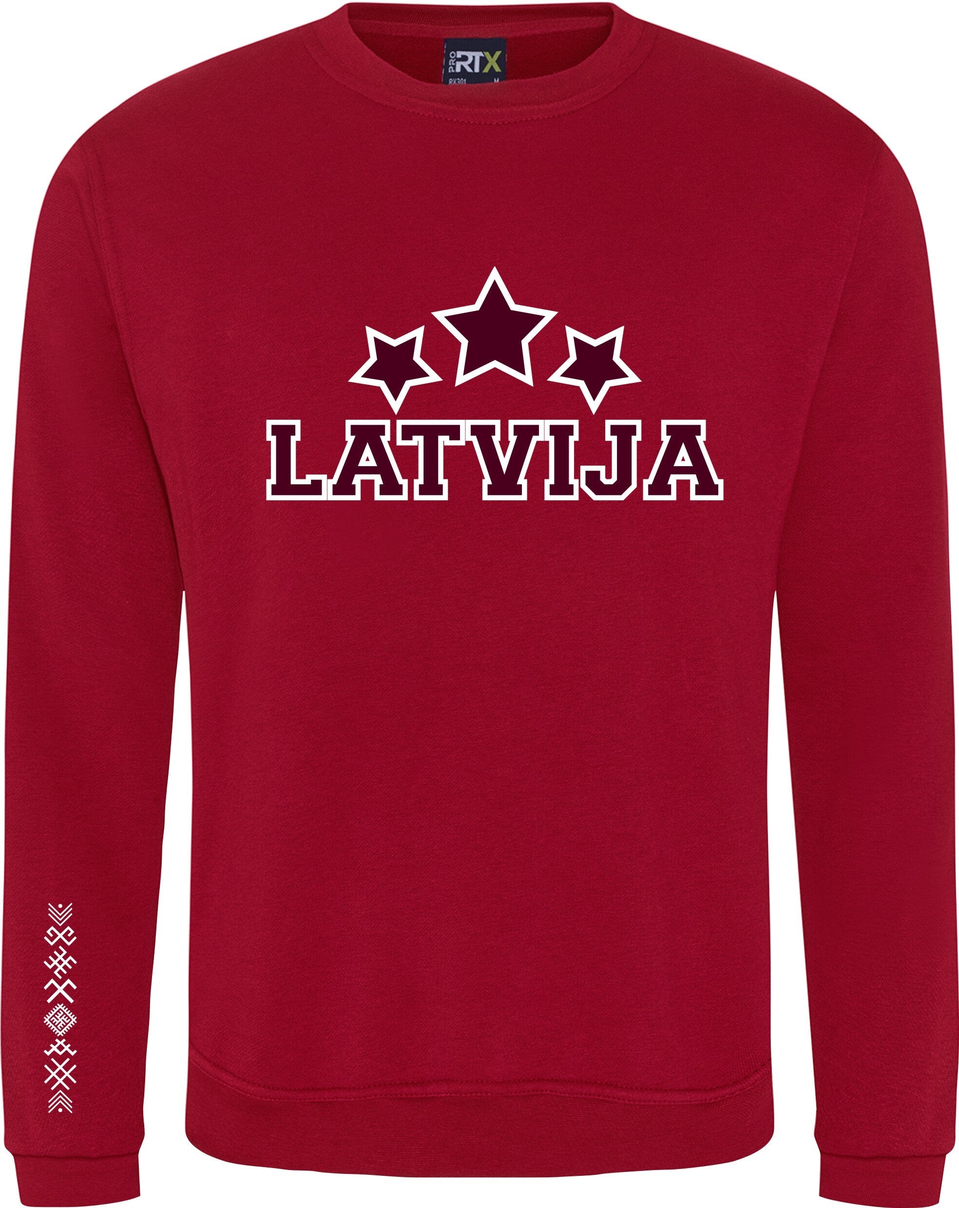 LATVIJA sweatshirt jumper two colour front print  Men / Ladies / Unisex 3 stars jumis symbol 3 zvaigznes Latvia