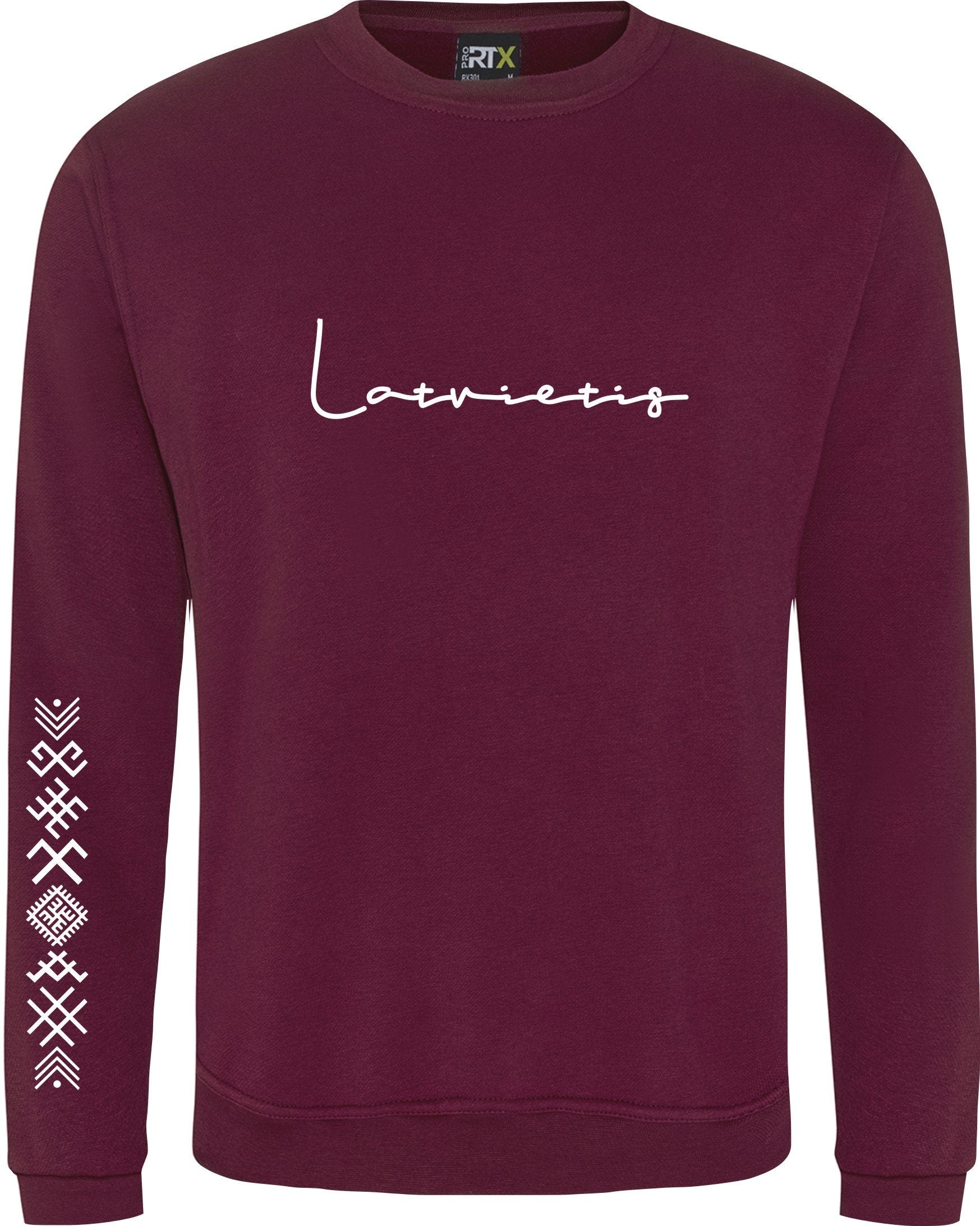 Latvietis Latviete Latvija jumper Latvia symbol print on sleeve ornamenti  For him For her Unisex Sweatshirt Gift Present S-XXXXXL