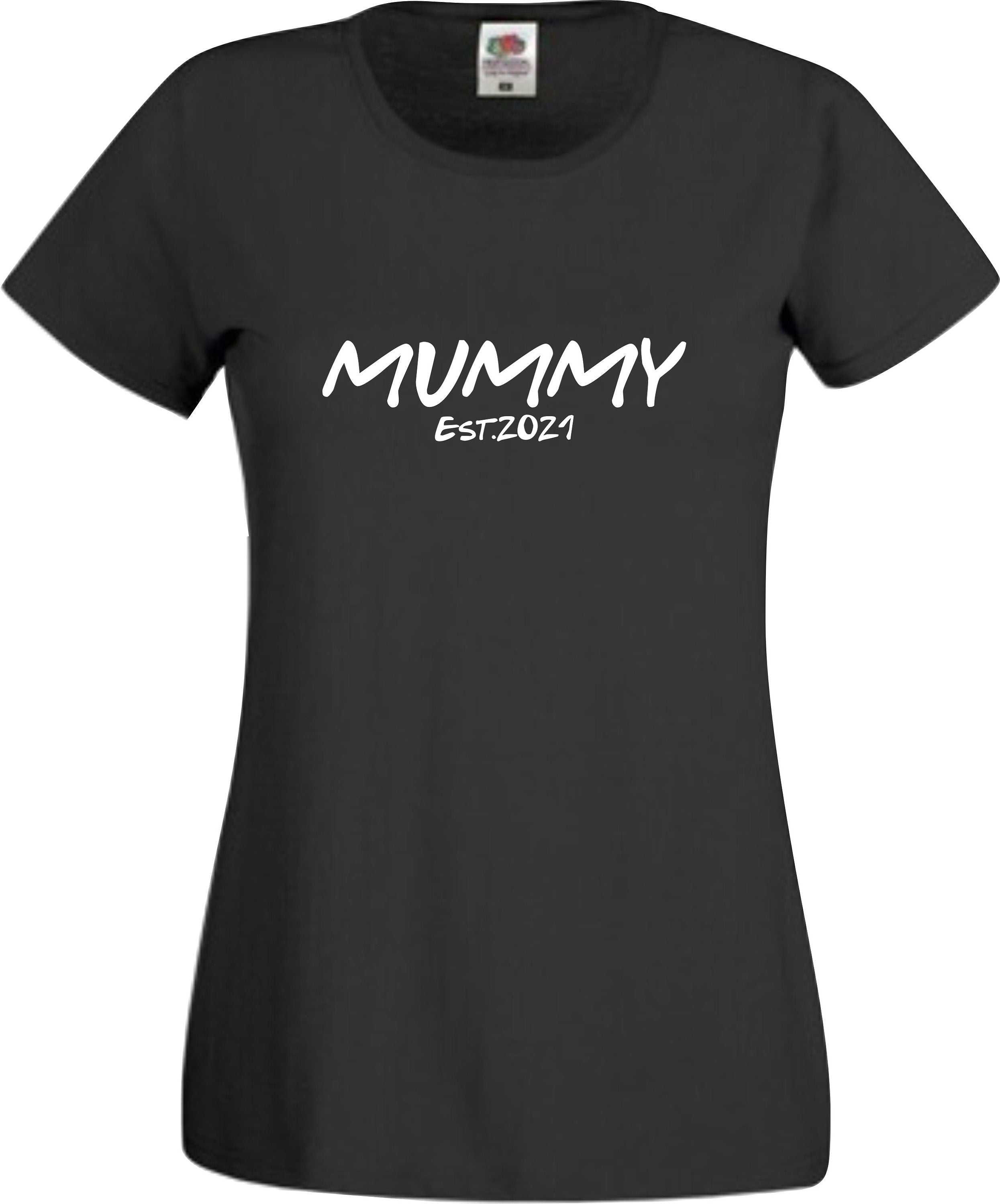 Mummy Established 2021 lady fit printed t-shirt, New Mum Baby born Gift Present