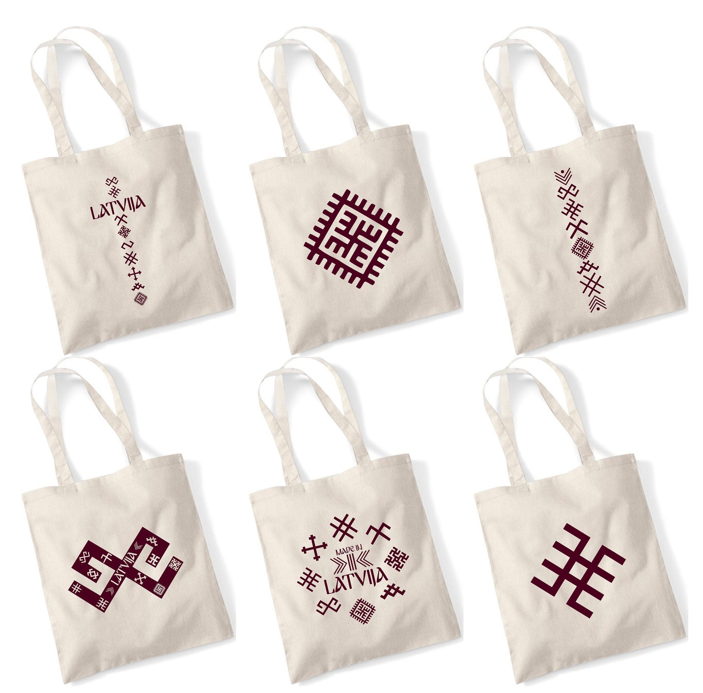 Tote bag  Latvian style  Natural Shopping bag for life long handles Latvia gift present davana Latvija