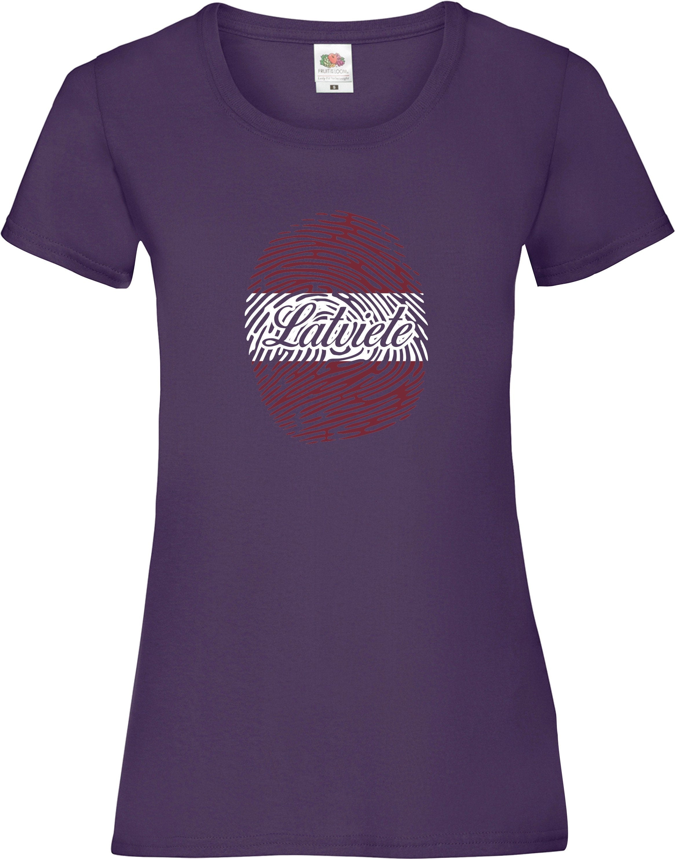 Latviete fingerprint lady fit printed t-shirt, Latvia, Latvian style patriotic Latviete t-krekls dāvana