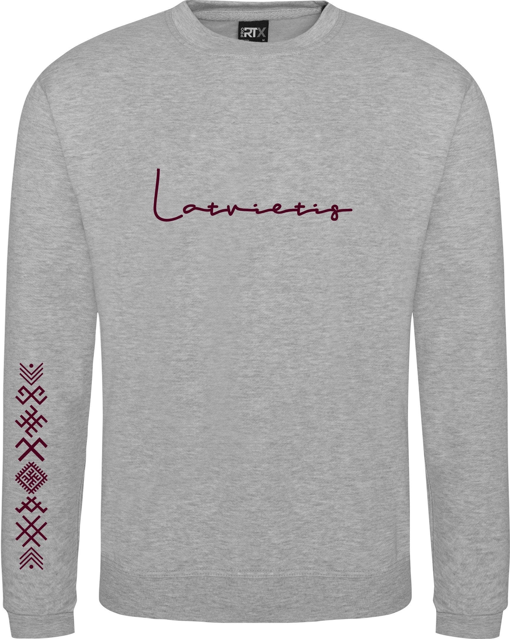 Latvietis Latviete Latvija jumper Latvia symbol print on sleeve ornamenti  For him For her Unisex Sweatshirt Gift Present S-XXXXXL